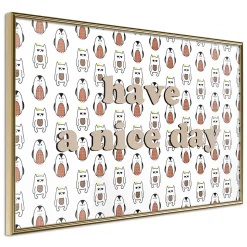 Affiche Murale Encadrée "Animals Wish a Nice Day" 45 x 30 cm Or