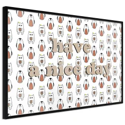 Affiche Murale Encadrée "Animals Wish a Nice Day" 45 x 30 cm Noir