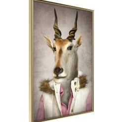 Affiche Murale Encadrée "Animal Alter Ego Antelope" 30 x 42 cm Or