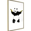 Affiche Murale Encadrée "Banksy Panda With Guns" 30 x 42 cm Or