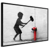 Affiche Murale Encadrée "Banksy Hammer Boy" 60 x 40 cm Noir