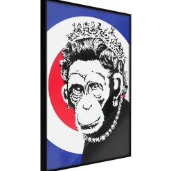 Affiche Murale Encadrée "Banksy Monkey Queen" 40 x 60 cm Noir