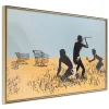 Affiche Murale Encadrée "Banksy Trolley Hunters" 45 x 30 cm Or