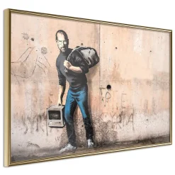 Affiche Murale Encadrée "Banksy The Son" 90 x 60 cm Or