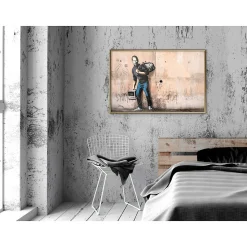 Affiche Murale Encadrée "Banksy The Son" 90 x 60 cm Or