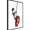 Affiche Murale Encadrée "Banksy Swinger" 30 x 42 cm Noir