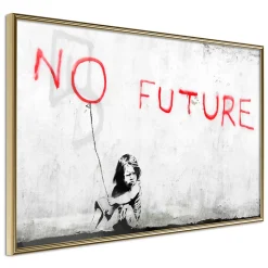 Affiche Murale Encadrée "Banksy No Future" 45 x 30 cm Or