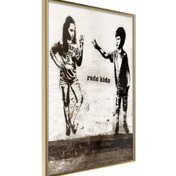Affiche Murale Encadrée "Banksy Rude Kids" 40 x 60 cm Or