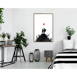Affiche Murale Encadrée "Banksy Kids on Guns" 40 x 60 cm Or