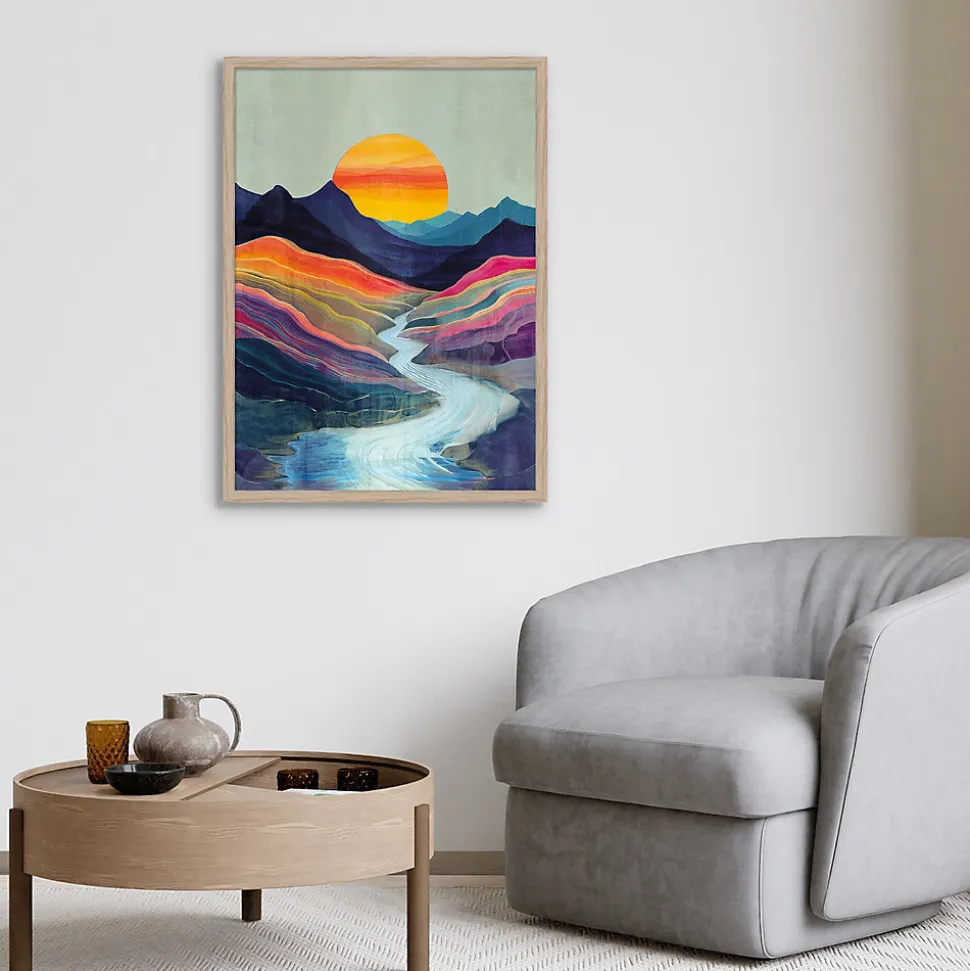 Affiche paysage coucher de soleil multicouleurs l.50 x H.70 cm Dada art
