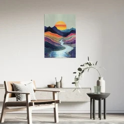 Affiche paysage coucher de soleil multicouleurs l.50 x H.70 cm Dada art