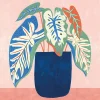 Affiche plante rose et bleu l.30 x l.30 cm Dada Art