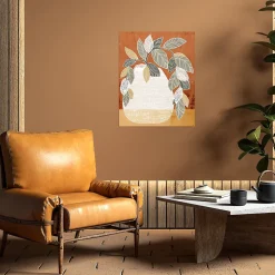 Affiche plante vert sur fond terracotta l.40 x l.50 cm Dada Art