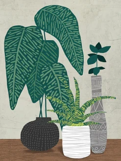 Affiche plantes et vases verts l.30 x l.40 cm Dada art