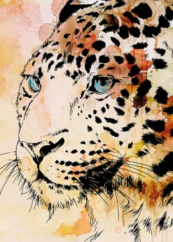 Affiche portrait léopard effet aquarelle L.40 x H.50cm Dada Art