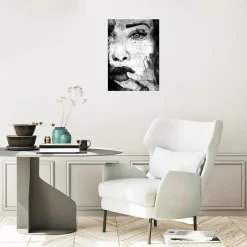 Affiche portrait visage femme noir et blanc L.40 x H.50cm Dada Art