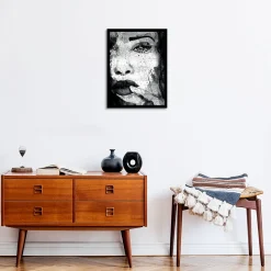 Affiche portrait visage femme noir et blanc L.40 x H.50cm Dada Art