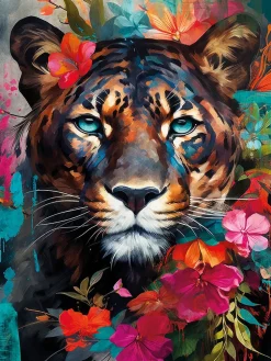 Affiche tigre multicouleurs l.60 x l.80 cm Dada Art