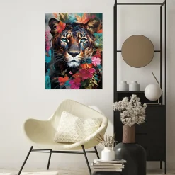 Affiche tigre multicouleurs l.60 x l.80 cm Dada Art