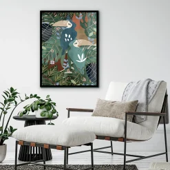 Affiche toucans feuillage multicouleurs l.60 x l.80 cm Dada Art