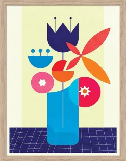 Affiche vase et fleurs multicolore l.30 x H.40 cm Dada Art