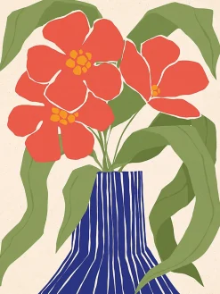 Affiche vase terracotta et bouquet de fleurs l.50 x l.70 cm Dada art