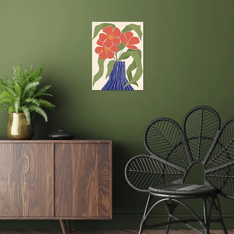 Affiche vase terracotta et bouquet de fleurs l.50 x l.70 cm Dada art