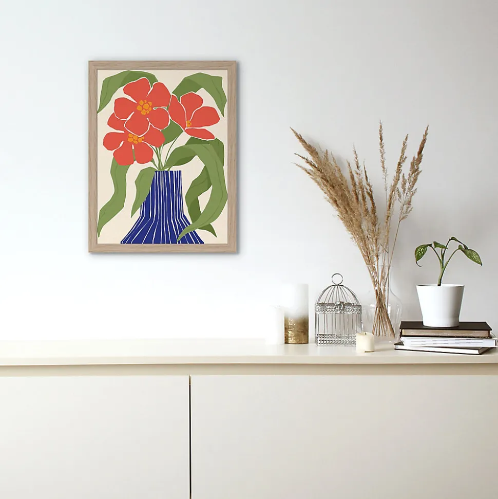 Affiche vase terracotta et bouquet de fleurs l.50 x l.70 cm Dada art