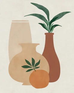 Affiche vases et orange terracotta l.24 x l.30 cm Dada Art