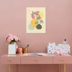 Affiche vases et plantes pastel sur fond beige l.30 x l.40 cm Dada Art