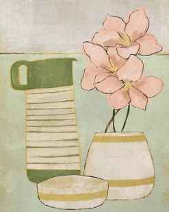Affiche vintage fleur et cruche pastel l.24 x l.30 cm Dada Art