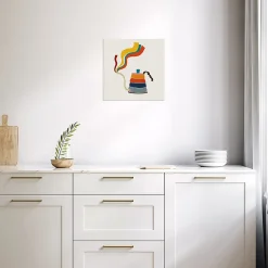 Affiche vintage théière multicouleurs l.30 x l.30 cm Dada Art