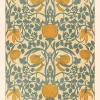 Affiche William Morris motifs, exposition, fleurs, feuilles l.30 x H.40 cm orange, bleu, beige