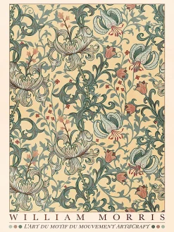 Affiche William Morris motifs, exposition, fleurs, feuilles l.30 x H.40 cm multicolore