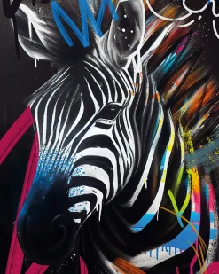 Affiche zèbre grafiti multicouleurs l.40 x l.50 cm Dada Art