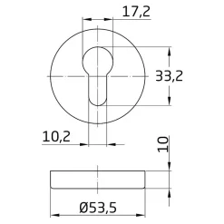 AMIG - Rosace de clé 3 - 53 mm - Acier inoxydable AISI 304 - Mat