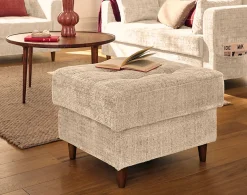 Anna - pouf en velours texturé - pieds en bois - Lisa Design