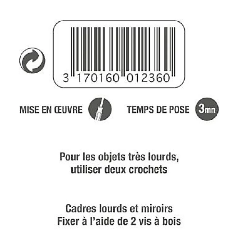 Anneau de suspension réglable avec vis à bois vendu par 2