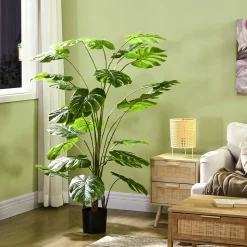 Arbre artificiel plante artificielle Monstera H. 180 cm tronc branches lichen feuilles de tortue grand réalisme pot inclus