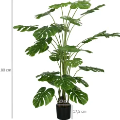 Arbre artificiel plante artificielle Monstera H. 180 cm tronc branches lichen feuilles de tortue grand réalisme pot inclus
