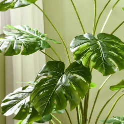 Arbre artificiel plante artificielle Monstera H. 180 cm tronc branches lichen feuilles de tortue grand réalisme pot inclus
