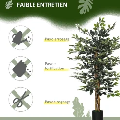 Arbre artificiel plante artificiel ficus banian hauteur 1,3 m tronc branches liane lichen feuilles grand réalisme pot inclus