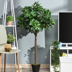 Arbre artificiel plante artificiel Alstonia scholaris hauteur 1,2 m tronc branches lichen 693 feuilles grand réalisme pot inclus