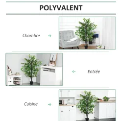 Arbre artificiel plante artificiel banyan hauteur 1,45 m tronc branches liane lichen feuilles grand réalisme pot inclus