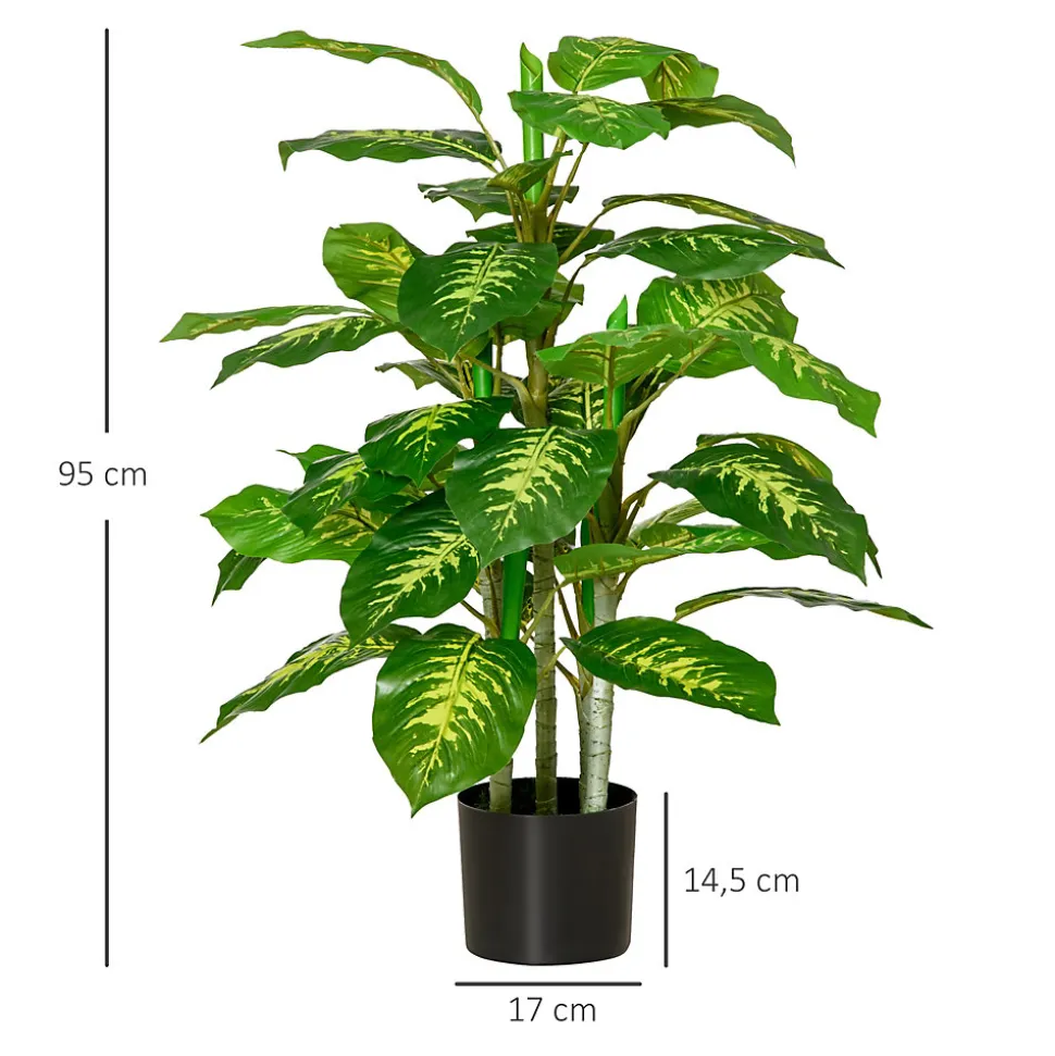Arbre artificiel plante artificielle Calathea H. 95 cm tronc branches lichen feuilles grand réalisme pot inclus