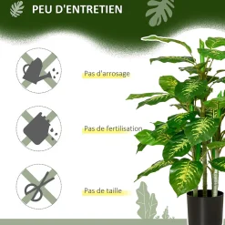 Arbre artificiel plante artificielle Calathea H. 95 cm tronc branches lichen feuilles grand réalisme pot inclus