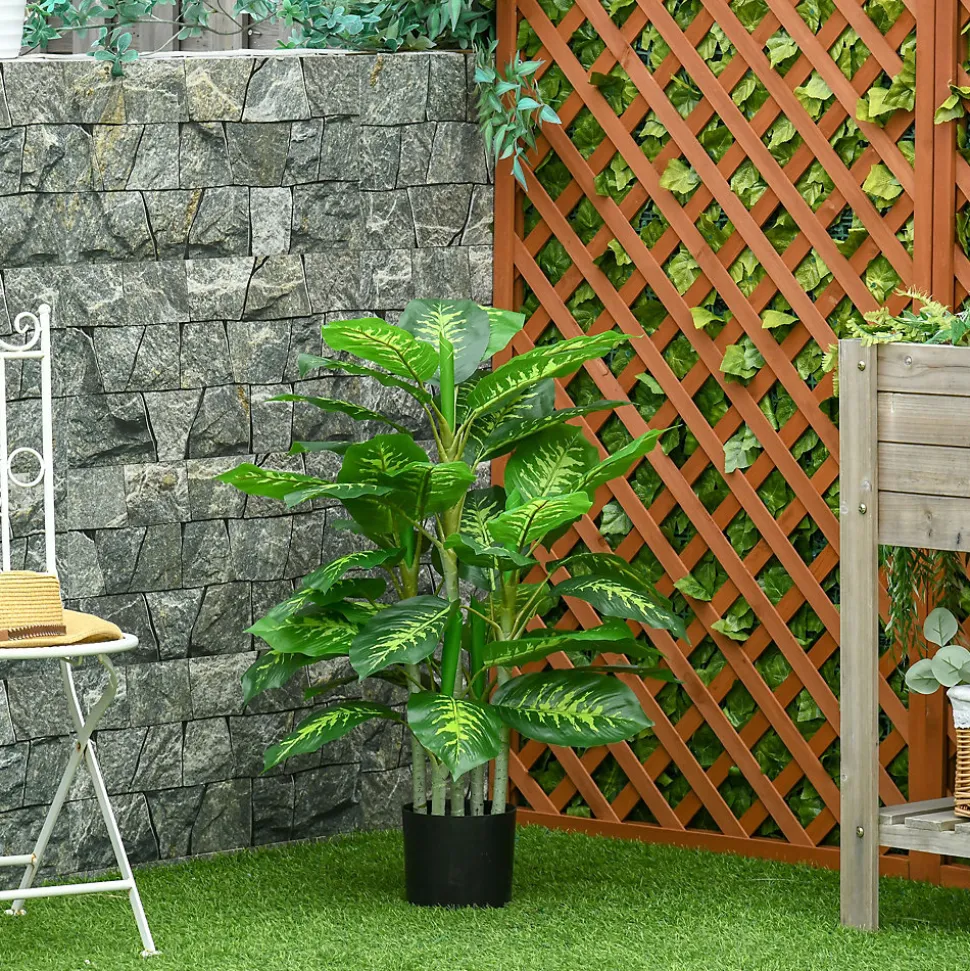 Arbre artificiel plante artificielle Calathea H. 95 cm tronc branches lichen feuilles grand réalisme pot inclus