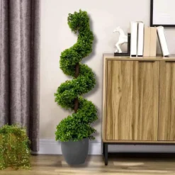 Arbre topiaire artificiel obélisque - Plante élégante - Arbuste artificiel pour votre jardin salon ou véranda