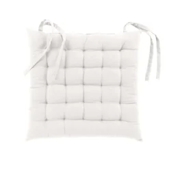 Assise matelassée en coton et polyester recyclé (38x38 cm - Blanc)