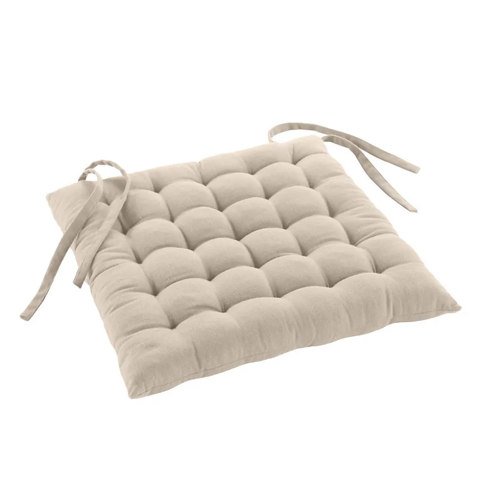 Assise matelassée en coton et polyester recyclé (38x38 cm - Lin)